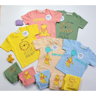 Bộ bé trai bộ bé gái gấu POOH Bộ bé trai in sư tử hoạt hình Minky Mom MK06