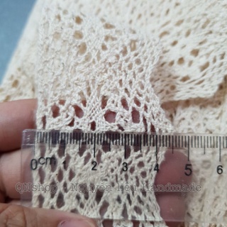 2 mét Dây ren móc chỉ cotton màu vintage số 43 bản 45mm, phụ kiện may mặc, trang trí