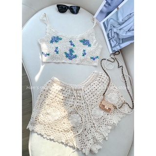 [HAN’S STORE ]ÁO CROP LEN ĐAN HOA TÍM MÙA HÈ ( ẢNH THẬT) A1106