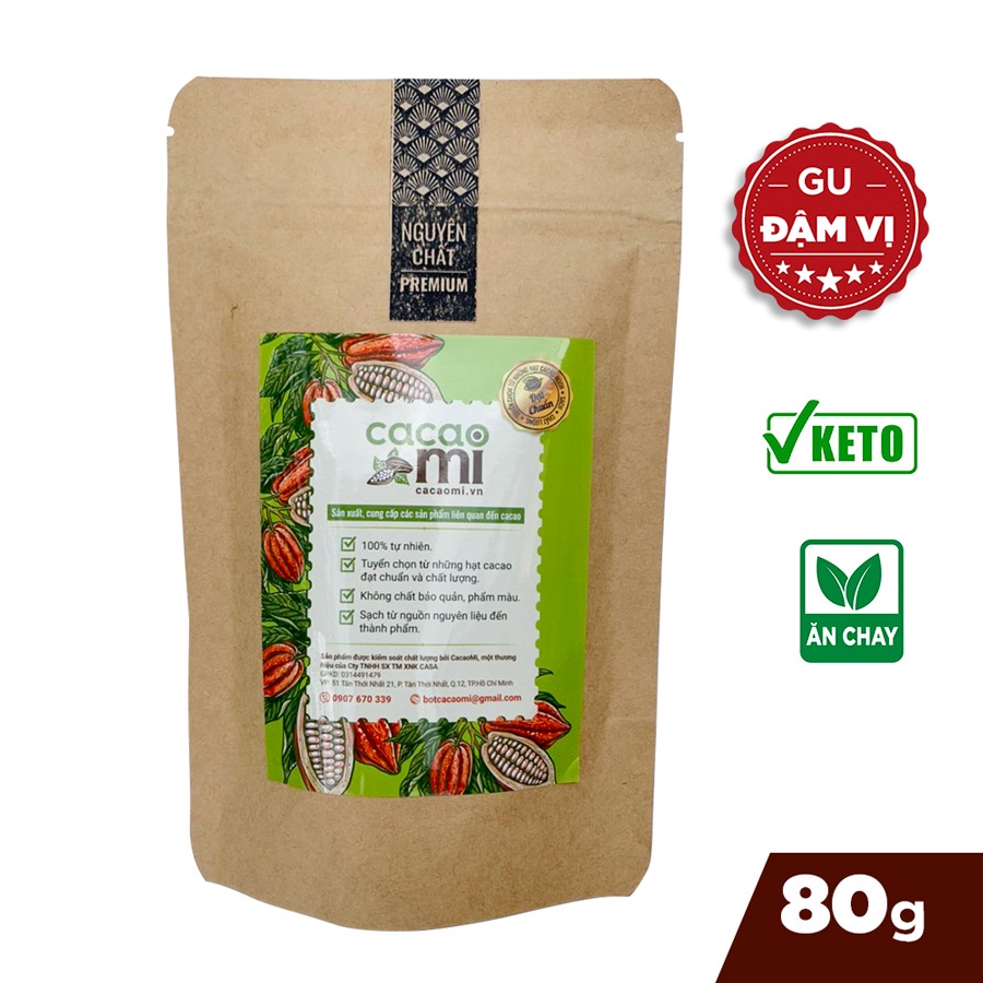 Ảnh Bột ca cao nguyên chất Cacao Mi loại Premium thức uống sô cô la chuẩn Keto - 80g 1