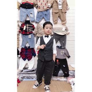 Set vest dạ 3 chi tiết cho bé trai 1- 8t
