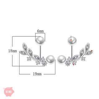 Bông tai ngọc đôi nạm đá nhân tạo chiếc lá BHBT126