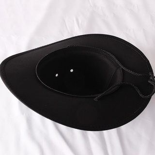 Hiphop Jazz Hat Wide Brim Retro Western Cowboy Hat for w/ Rope All-match for Hip