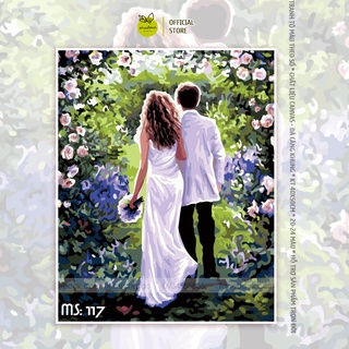 Tranh tô màu 40x50cm có khung Ngày hạnh phúc T117