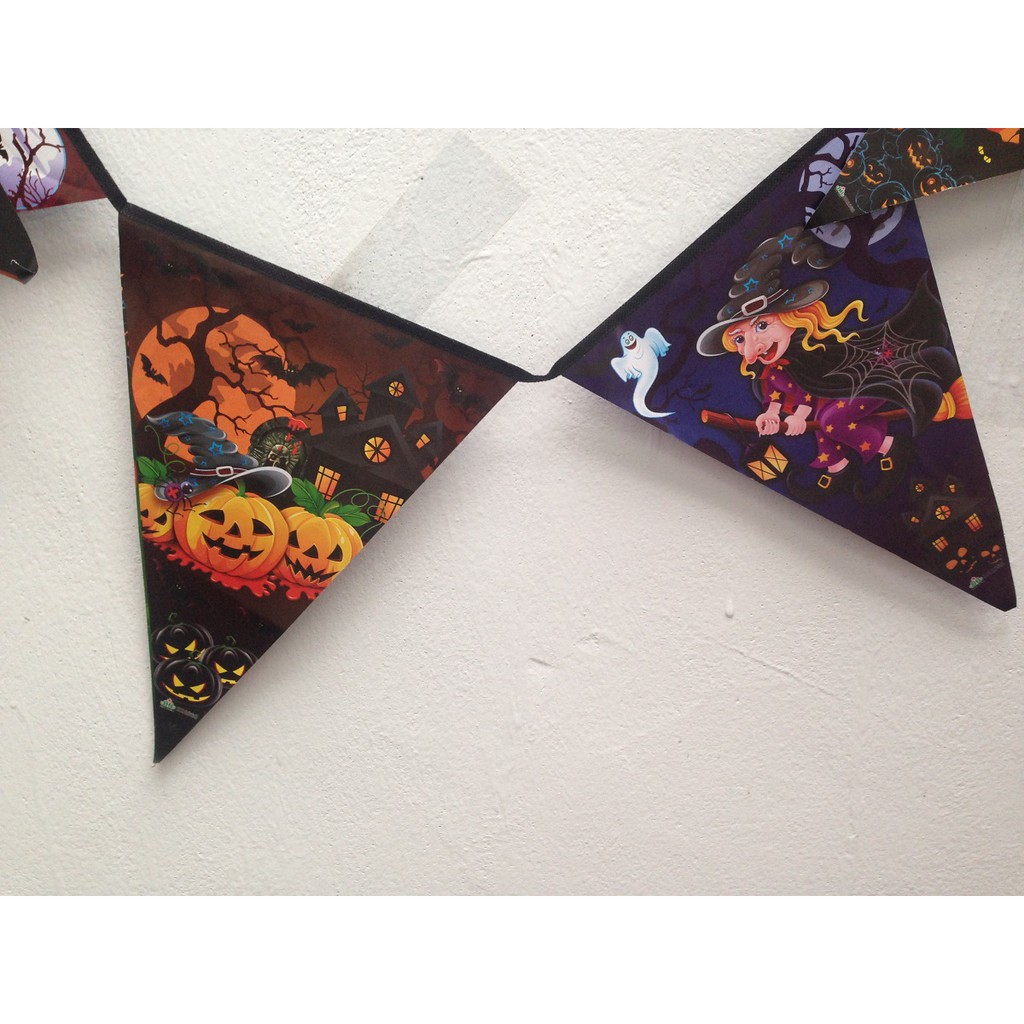 Dây treo trang trí lễ hội Halloween dây cờ tam giác dài 3m
