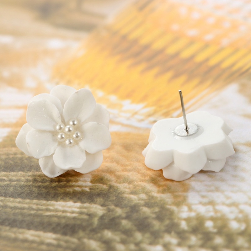 Dasbsug Hoa Camellia Cánh Hoa Bông Tai Đơn Giản Bông Tai Trắng Cho Đám Cưới Sinh Nhật