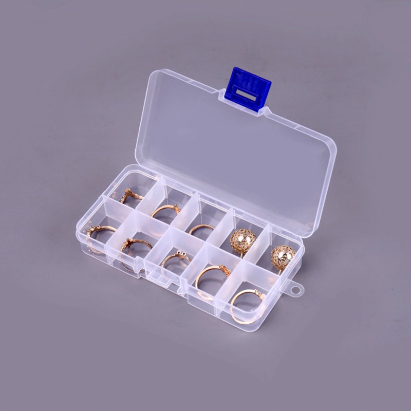 Clear Plastic Storage Box 10 Compartment with Sealing Lid Container for Case