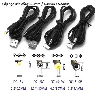 Dây Sạc Usb Sang Cổng 2.0mm / 2.5mm/ 3.5mm / 4.0mm / 5.5 mm 5v / 5.5mm 9V / 5.5mm 12V Dc Tiện Dụng