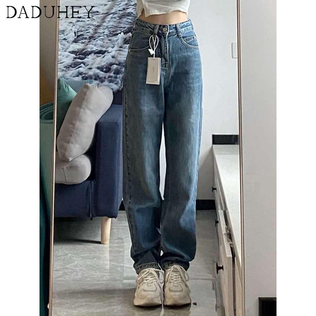 Ảnh Daduhey Quần jean lưng cao ống rộng tôn dáng 6 màu sắc tùy chọn size S-5XL thời trang 3