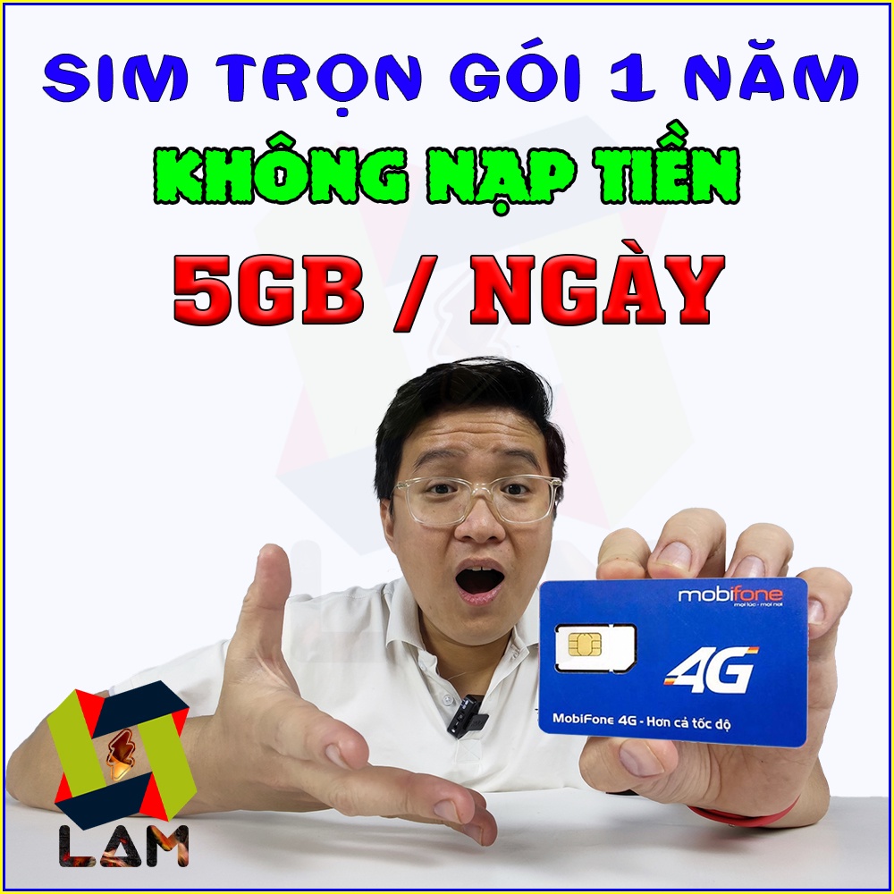 Sim 4G Mobifone 5GB 1 Ngày (Có eSIM) - Trọn gói 12 Tháng KHÔNG NẠP TIỀN ...