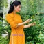 Áo dài truyền thống chấm bi lụa hàn châu may sẵn