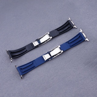 Dành Cho Đồng Hồ Iwatch Đen Xanh Dây Cao Su Silicon Dây Đeo Rolex Thể Thao Bằng Thép Không Gỉ S7 SE S6 Khóa 38 / 40 / 42 / 44 / 45MM