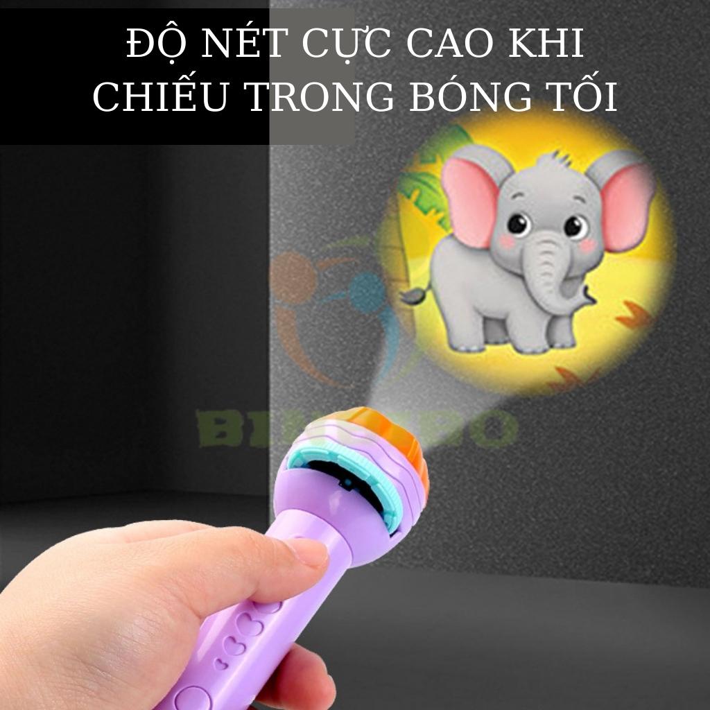 Đèn pin chiếu hình cho bé 80 hình sắc nét nhiều hình động vật đáng yêu
