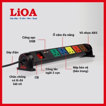 [CHÍNH HÃNG] Cáp nối dài LiOA - Ổ dây điện kéo dài LiOA - Phích LiOA kéo dài 3m, 5m, 10m, 15m tiện lợi