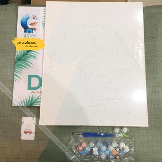 Tranh tô màu số hóa Madoca có khung 40x50cm Doraemon ngước cười T61