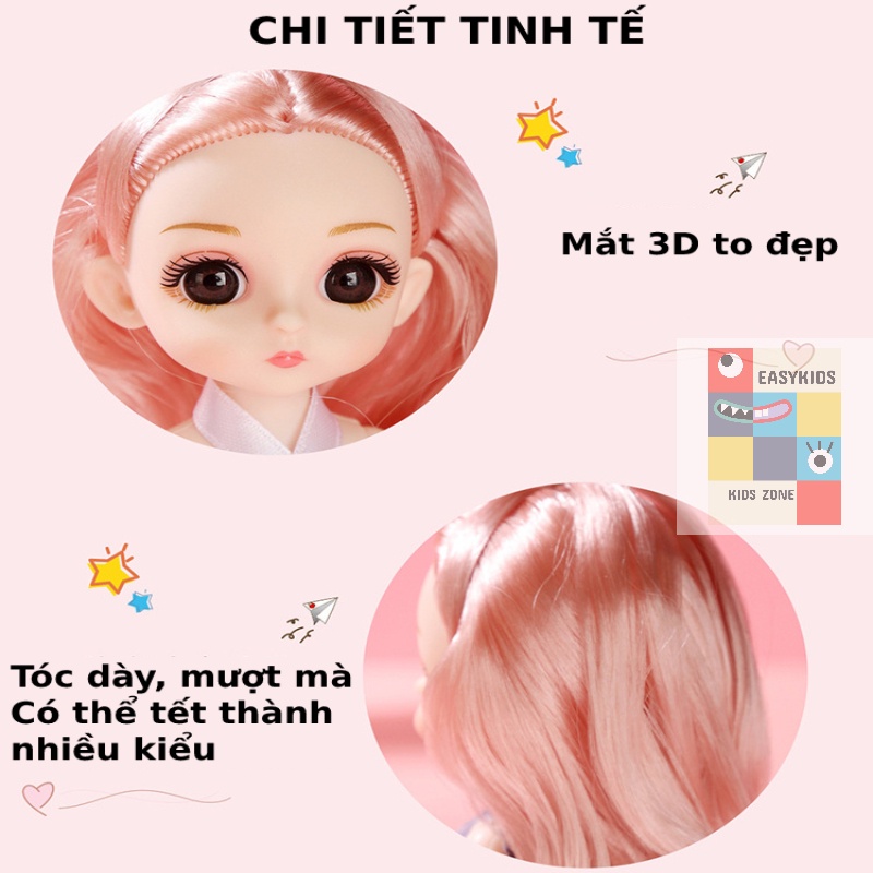 Đồ chơi búp bê cho bé gái 23 khớp xinh xắn cao 17cm dễ dàng cử động