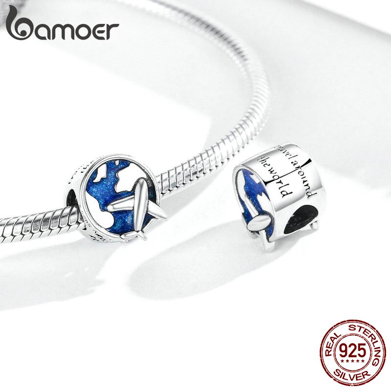 BAMOER Mặt Dây Chuyền Bạc 925 DIY SCC1568 Họa Tiết Voyage Độc Đáo