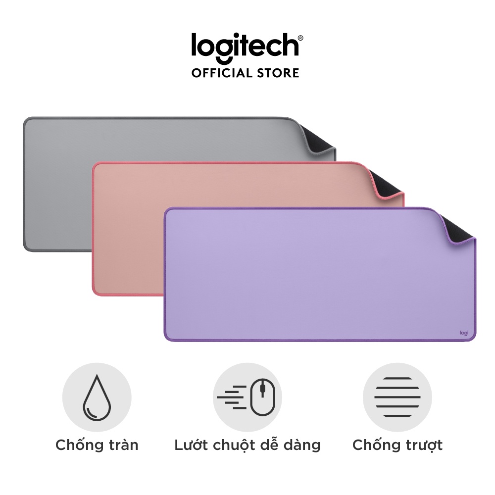 Bàn di Chuột cỡ lớn Logitech Desk Mat – Đế chống trượt, lướt dễ dàng, chống đổ tràn