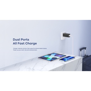 Cốc sạc nhanh 2 cổng Remax RP-U98 GaN 65W Folding Fast Charge USB 3.0 QC và PD TypeC (Trắng) - Hãng phân phối