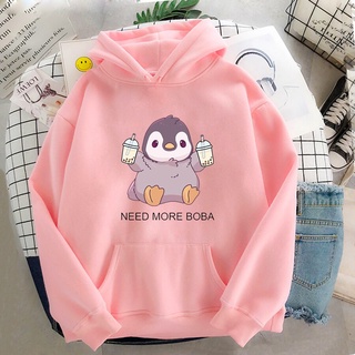 Áo Hoodie Hình Chim Cánh Cụt Dễ Thương Need More Boba