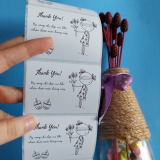 100 Tem Dán Thank You Kích thước 7x5cm có sẵn keo