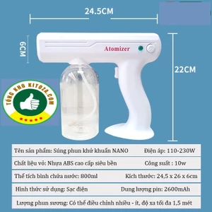 máy, Súng phun khử trùng NANO Cầm tay tiệt trùng diệt khuẩn bằng tia UV-thế hệ mới-cao cấp-tiện dụng-bảo hành 12 tháng