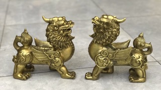 Cặp Tỳ hưu cánh cỡ lớn  lộc vật phẩm phong thuỷ bằng đồng