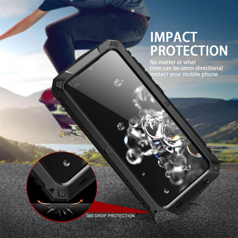 Ốp lưng chống nước 360 Doom Armor IP54 cho Samsung Galaxy S24 Ultra 5G S25 S23 Ultra S21 Plus S20 Plus Note 20 Ultra 5G S22 Ultra Ốp lưng kim loại lai chống sốc