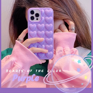 Ốp Điện Thoại Phong Cách Tình Yêu 3D Màu Trơn Cho iPhone 12 13 14 Pro Max Ốp Lưng Trong Suốt Chống Sốc Vỏ Bảo Vệ Toàn Diện