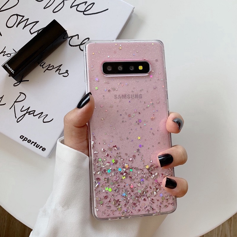 Ốp điện thoại mềm trong suốt lấp lánh Bling Star cho Samsung Galaxy S10 S9 S8 Note 10 Plus