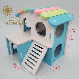 [DANDELION] Nhà Hamster Đồ chơi Hamster bằng gỗ dễ thương Nơi ẩn náu của Hamster lâu đài Lồng Hamster Đồ dùng Phụ kiện Gấu vàng Lợn Hà Lan Nhà thú cưng Tổ ngủ Biệt thự Hamster Tổ
