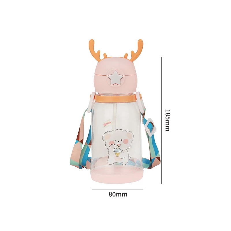 【SKISOPGO】chai nước trẻ em Bình nước rơm trẻ em Cốc rơm dung tích lớn  600ML Cốc ống hút nhựa hoạt hình