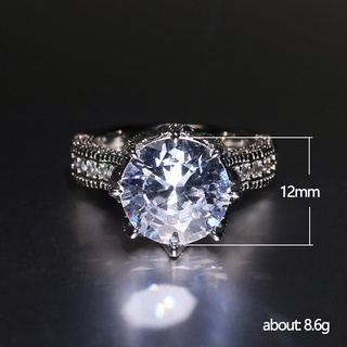 Nhẫn Mạ Bạc 925 Đính Đá Zircon Oversize Đơn Giản Thời Trang