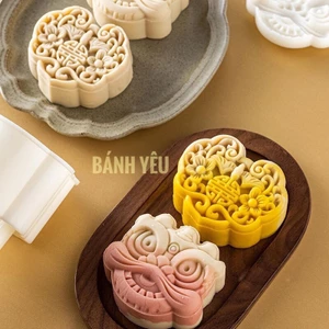 Khuôn bánh Trung Thu Lò Xo 150g 1 mặt - Đầu Lân / Khóa Trường Mệnh