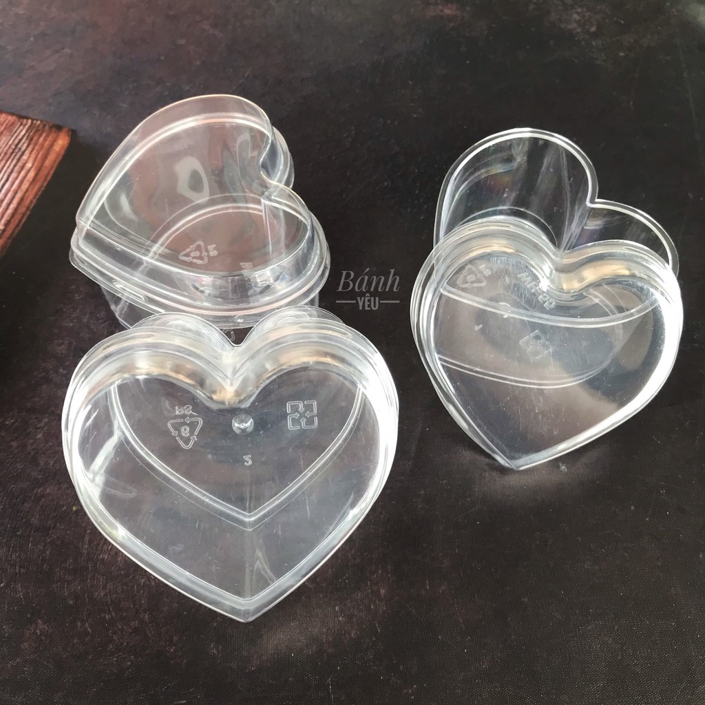 Lốc 10 Hộp Nhựa Mica Trái Tim Có Nắp Làm Bánh Mousse