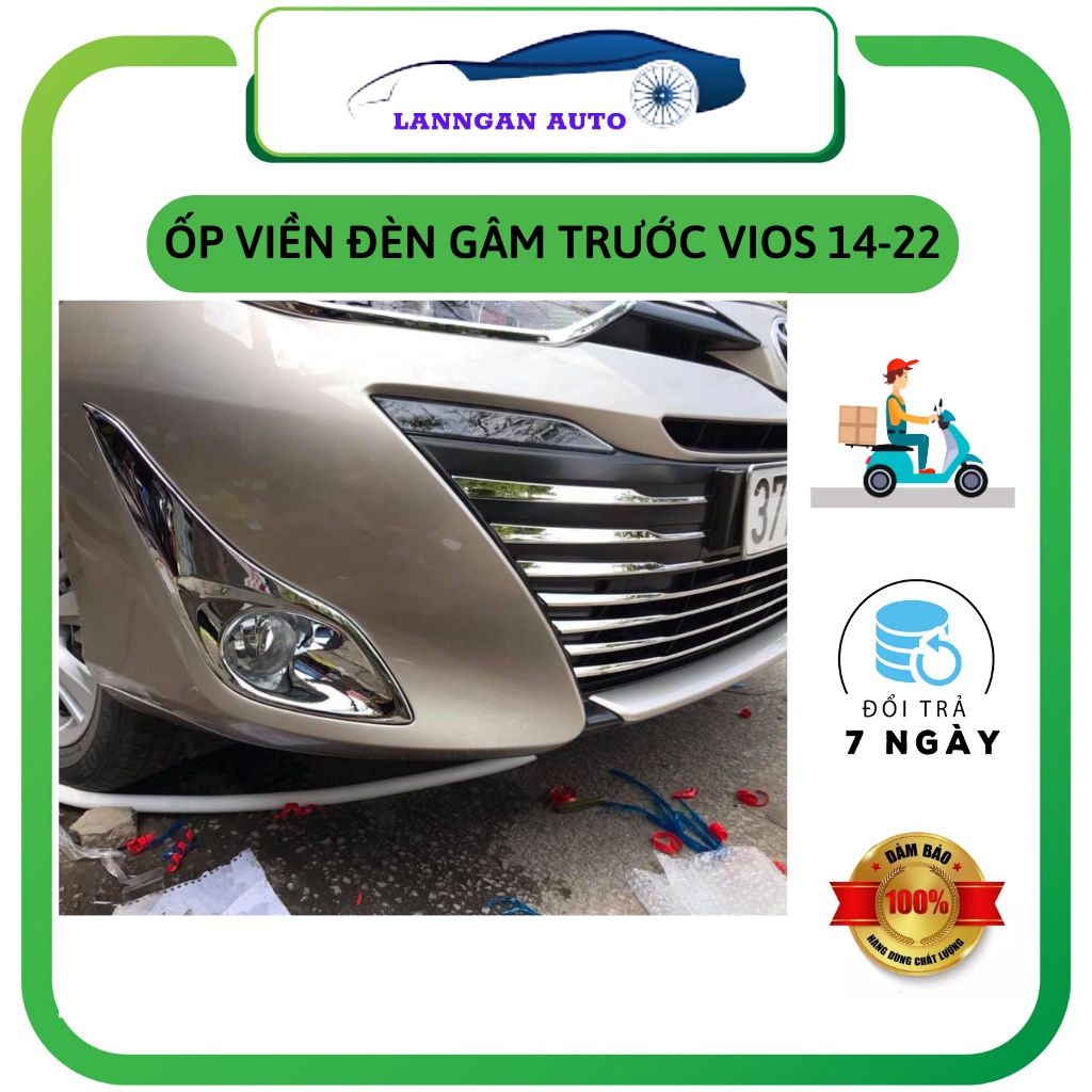 Ốp viền đèn gầm trước Vios 2014-2023, Ốp viền đèn gầm mạ crom vios