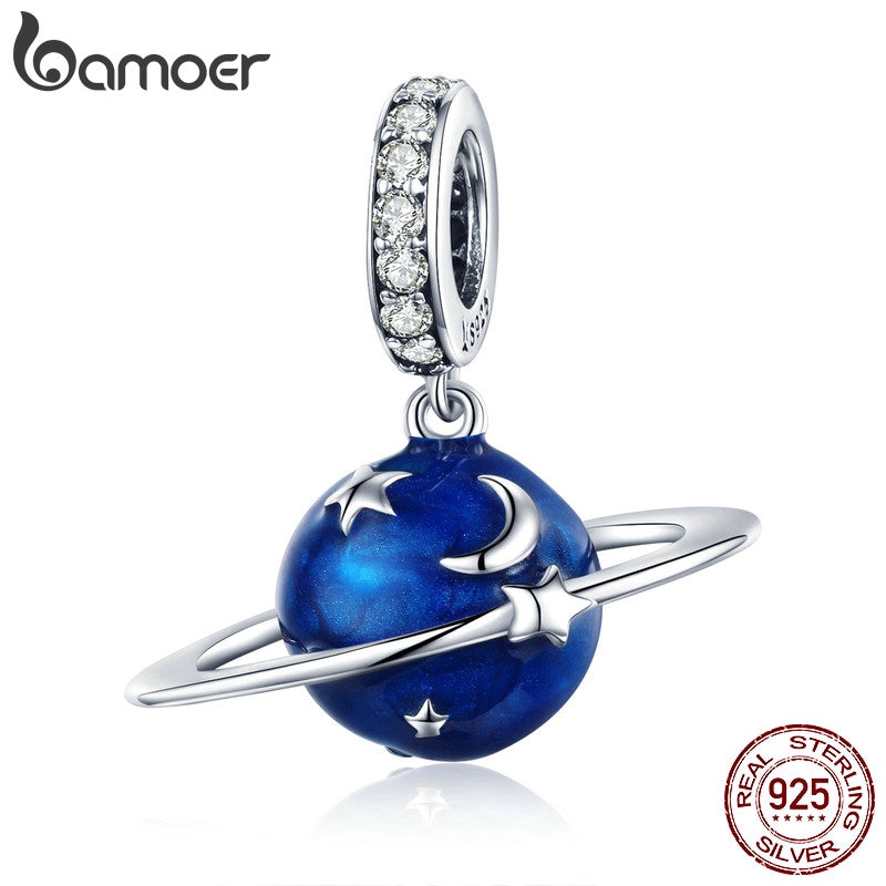 Hạt charm Bamoer hình hành tinh đính đá thiết kế sáng tạo
