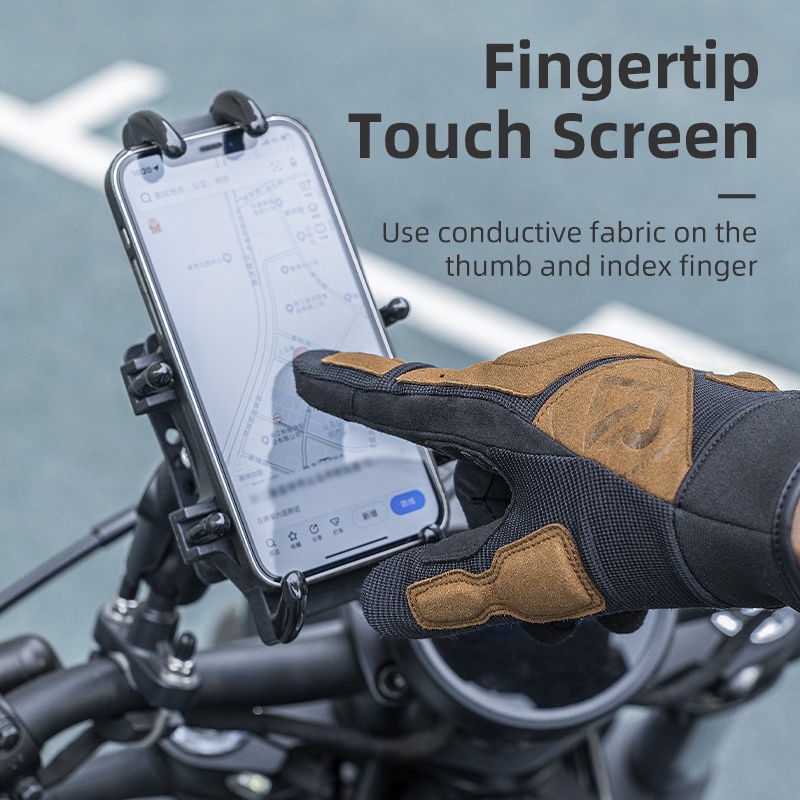 Rockbros Găng Tay Xe Máy Full Ngón Tay Miếng Lót Tay Chống Sốc Găng Tay Xe Đạp Ngón Tay Dài Màn Hình Cảm Ứng MTB Xe Đạp Đường Bộ Thiết Bị Đi Xe Đạp