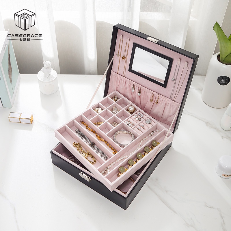 Hộp vuông lớn Casegrace đựng trang sức sang trọng có khóa