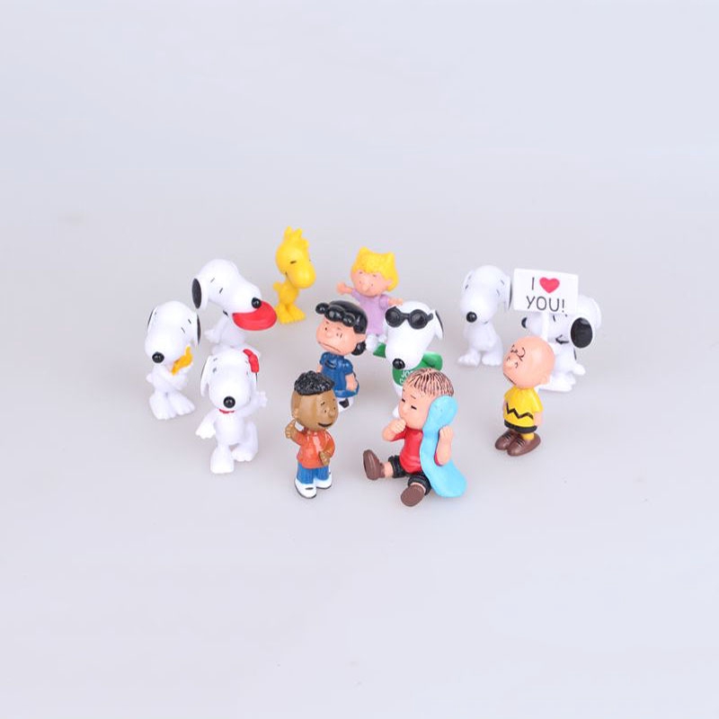 12 Bộ Phim PEANUTS Snoopy Hình Bánh Topper Chơi Charlie Lucy Franklin Đồ Chơi
