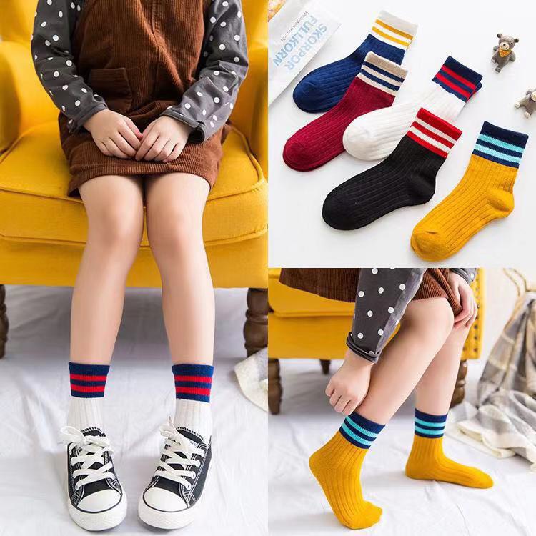 Combo 5 đôi Tất vớ len tăm cổ kẻ cao cổ cho bé trai bé gái từ 1 2 3 4 5 6 7 8 9 10 11 12 tuổi