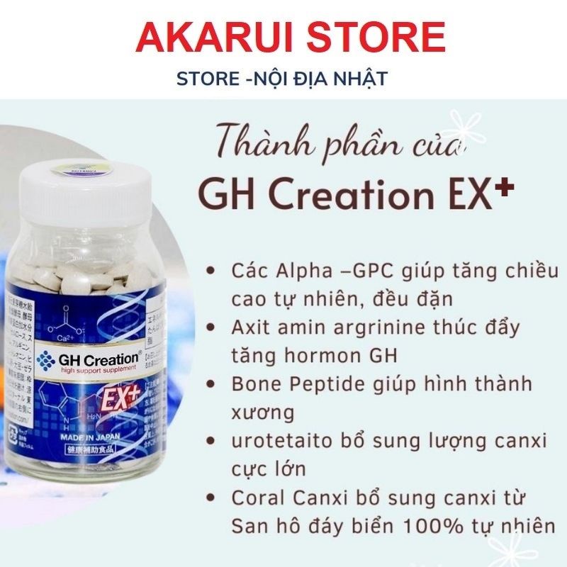 Viên uống hỗ trợ tăng chiều cao GH Creation EX+ Nhật Bản 270 viên