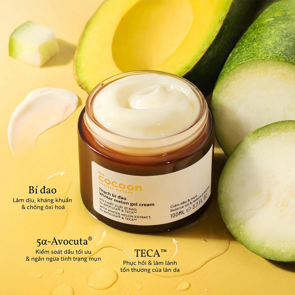 Ảnh Thạch Bí Đao cocoon (kem dưỡng ẩm) cấp ẩm và ngừa mụn 100ml thuần chay 2