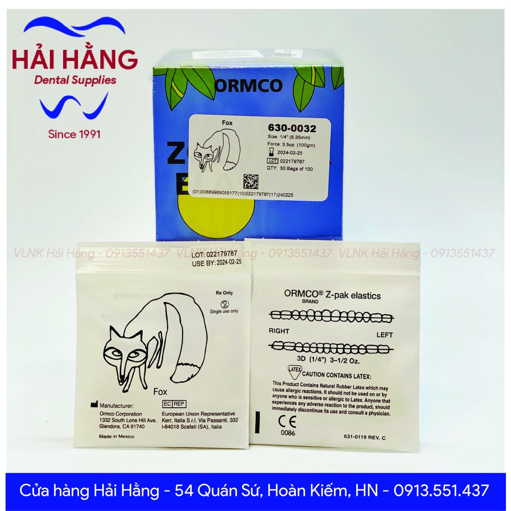 Chun liên hàm chỉnh nha Zpak Elastics chính hãng ORMCO Zpak Elastics