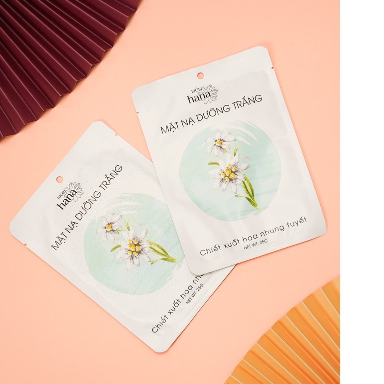 Ảnh Mặt Nạ Giấy Dưỡng Trắng Mờ Thâm Mụn - Chiết Xuất Hoa Nhung Tuyết RIORI HANA 1