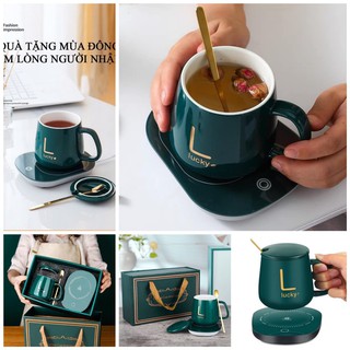 Đế Hâm Nóng Đa Năng Giữ Nhiệt Đồ Uống Thức Ăn Làm Ấm Các Loại Ly Cốc Trà Café Tặng Kèm Tách Bear Bảo hành 18 tháng