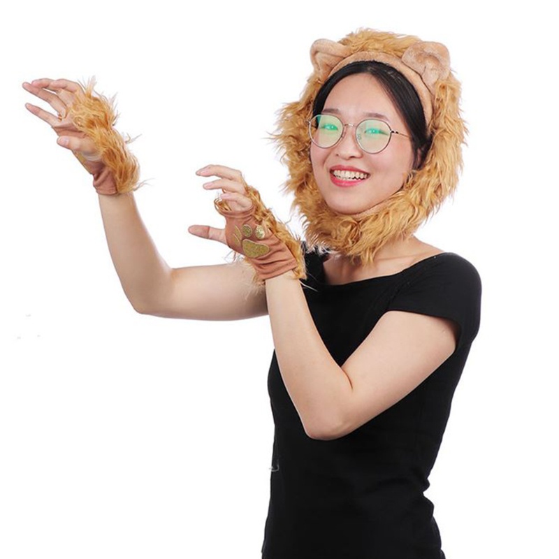 Dasbsug Trang Phục Halloween Sư Tử Sang Trọng Tai Đầu Đuôi Và Chân Bộ Sư Tử Không Ngón Trang Phục Cho Người Lớn Trẻ Em Halloween D