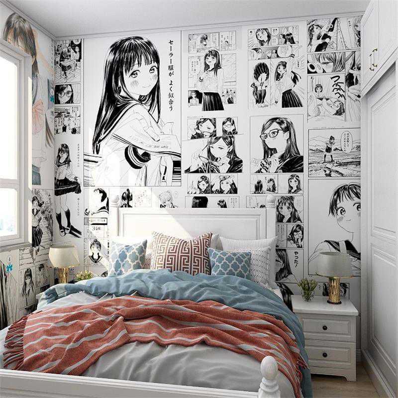 Giấy dán tường trang trí phòng ngủ hình anime Nhật Bản | Shopee ...