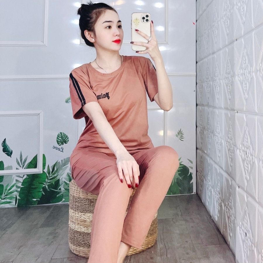 Đồ Bộ Nữ Bigsize 45-85kg Thun Cotton Quần Dài Mặc Nhà Đồ Ngủ Trung Niên Thể Thao ESHOP DB14