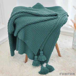 Chăn dệt kim mềm mại ấm áp đính tua rua nhẹ trang trí dành cho đi văng giường ngủ sofa tất cả các mùa